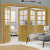 Four Folding Doors & Frame Kit - Ely Oak 3+1 - Clear Bevelled Glass -Unfinished