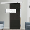 Single Sliding Door & Wall Track - Tres Charcoal Black Flush Door - Prefinished