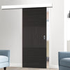 Single Sliding Door & Wall Track - Tres Charcoal Black Flush Door - Prefinished