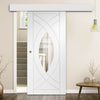 Bespoke Thruslide Surface Treviso Glazed - Sliding Door and Track Kit - White Primed