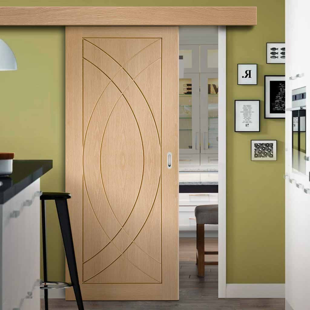 Bespoke Thruslide Surface Treviso Oak Flush - Sliding Door and Track Kit