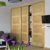 Three Sliding Maximal Wardrobe Doors & Frame Kit - Coventry Shaker Style Oak Door - Unfinished