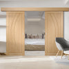 Bespoke Thruslide Surface Salerno Oak Flush - Sliding Double Door and Track Kit