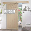 Single Sliding Door & Wall Track - Salerno Oak Flush Door - Unfinished