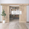 Double Sliding Door & Wall Track - Worcester Oak 3 Panel Doors - Unfinished