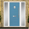 Aruba 1 Urban Style Composite Front Door Set with Double Side Screen - Mirage Glass - Shown in Pastel Blue