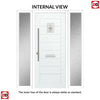 Aruba 1 Urban Style Composite Front Door Set with Double Side Screen - Mirage Glass - Shown in Pastel Blue