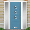 Aruba 3 Urban Style Composite Front Door Set with Double Side Screen - Diamond Grey Glass - Shown in Pastel Blue