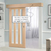 Single Sliding Door & Wall Track - Utah 3 Pane Oak Door - Frosted Glass - Prefinished