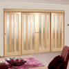 Four Sliding Doors and Frame Kit - Utah Oak Door - Frosted Glass - Unfinished