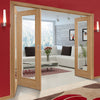 Three Folding Doors & Frame Kit - Vancouver 1 Pane Oak 2+1 - Clear Glass - Prefinished