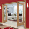 Three Folding Doors & Frame Kit - Vancouver 1 Pane Oak 2+1 - Clear Glass - Prefinished