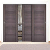 Minimalist Wardrobe Door & Frame Kit - Three Vancouver Flush Ash Grey Doors - Prefinished