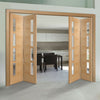 Four Folding Doors & Frame Kit - Vancouver 4 Pane Oak 2+2 - Clear Glazed Offset - Prefinished