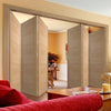 Six Folding Doors & Frame Kit - Vancouver 5 Panel Effect Flush Oak 3+3 - Prefinished