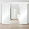 Bespoke Thruslide Surface Verona Flush - Sliding Double Door and Track Kit - White Primed