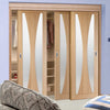 Three Sliding Wardrobe Doors & Frame Kit - Verona Oak Door - Obscure Glass - Unfinished