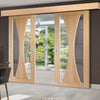 Double Sliding Door & Wall Track - Verona Oak Doors - Clear Glass - Prefinished