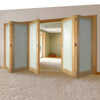 Five Folding Doors & Frame Kit - Walden Oak 3+2 - Frosted Glass - Unfinished