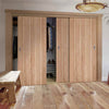 Three Sliding Wardrobe Doors & Frame Kit - Wexford Oak Panel Door - Unfinished