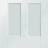 Double Sliding Door & Wall Track - Malton Shaker Doors - Clear Glass - White Primed