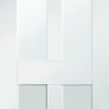 Double Sliding Door & Wall Track - Malton Shaker Doors - Clear Glass - White Primed