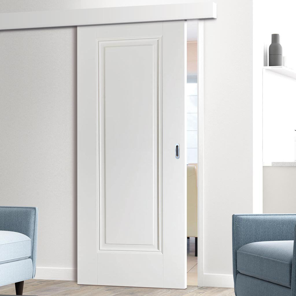 Single Sliding Door & Wall Track - Eindhoven 1 Panel Door - White Primed