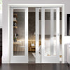 Three Sliding Doors and Frame Kit - Pattern 10 1 Pane Door - Clear Glass - White Primed