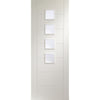 Double Sliding Door & Wall Track - Palermo Doors - Obscure Glass - White Primed