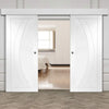 Double Sliding Door & Wall Track - Salerno Flush Doors - White Primed