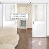 Double Sliding Door & Wall Track - Suffolk Doors - Clear Glass - White Primed