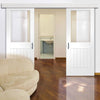 Double Sliding Door & Wall Track - Suffolk Doors - Clear Glass - White Primed