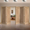 Five Folding Doors & Frame Kit - Worcester Oak 3 Panel 3+2 - Prefinished