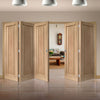 Five Folding Doors & Frame Kit - Worcester Oak 3 Panel 3+2 - Prefinished