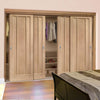 Four Sliding Wardrobe Doors & Frame Kit - Worcester Oak 3 Panel Door - Unfinished