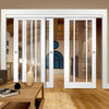 Three Sliding Doors and Frame Kit - Worcester 3L Door - Clear Glass - White Primed