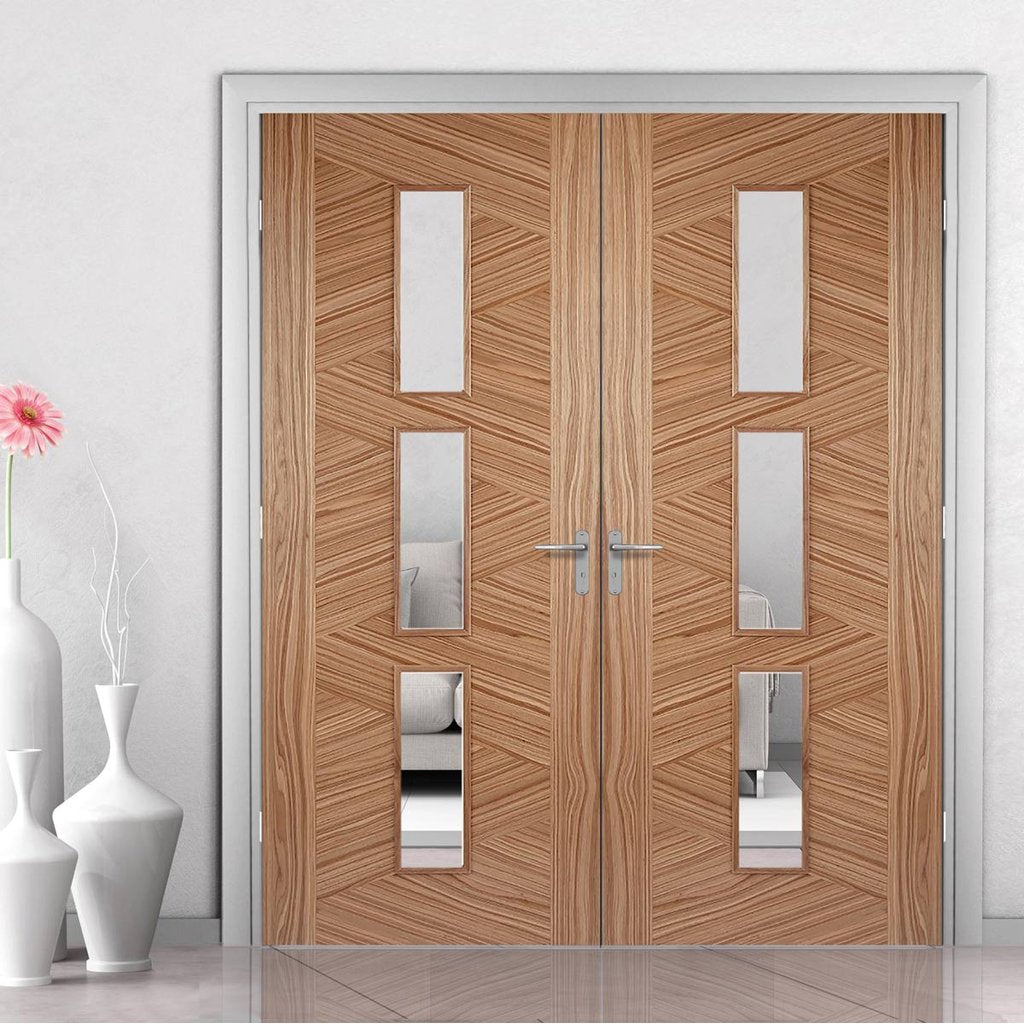 Bespoke Zeus Walnut Glazed Door Pair - Prefinished